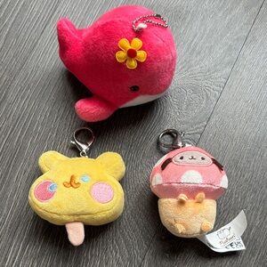 Pusheen Mushroom Dolphin and Yellow Bear Keychain Plush Set